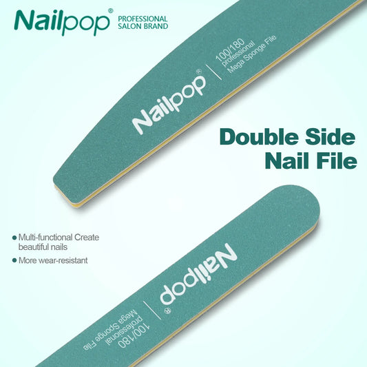 Nailpop - 10pcs Double Side Nail File 100/180 Grit